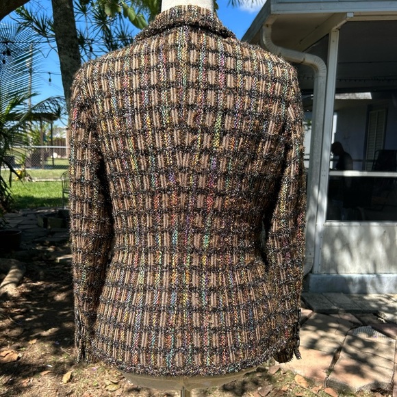 Rena Lange Tweed Pattern Virgin Wool Mohair Blazer - Picture 2 of 11